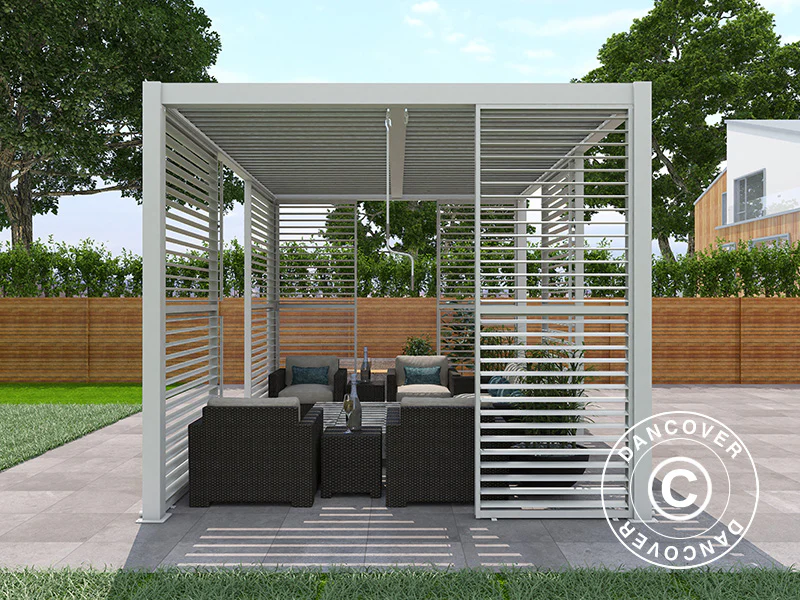 Lamelvæg til bioklimatisk pergola pavillon San Pablo, 0,90x2,175m, Hvid - Image 2