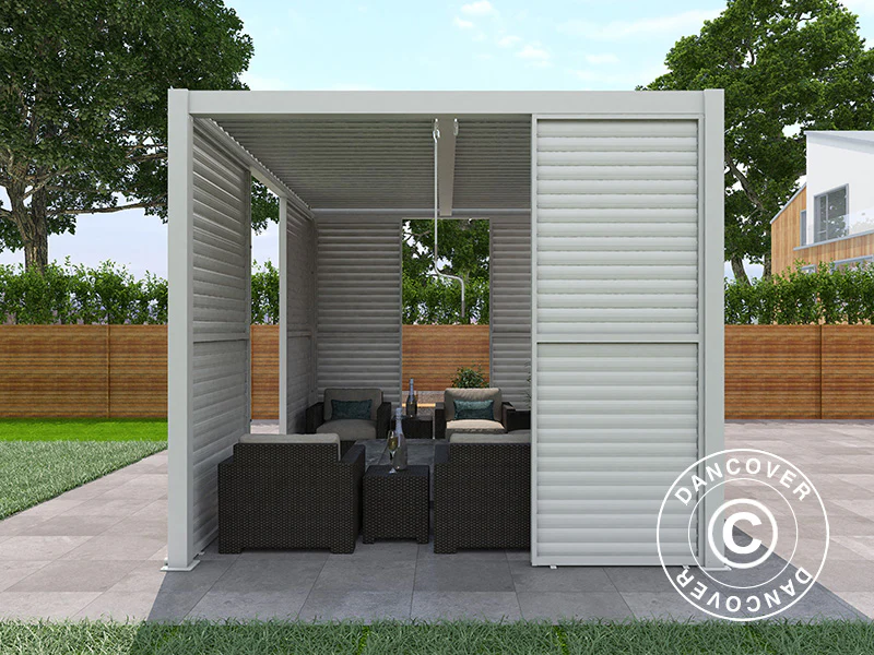 Lamelvæg til bioklimatisk pergola pavillon San Pablo, 0,90x2,175m, Hvid - Image 3