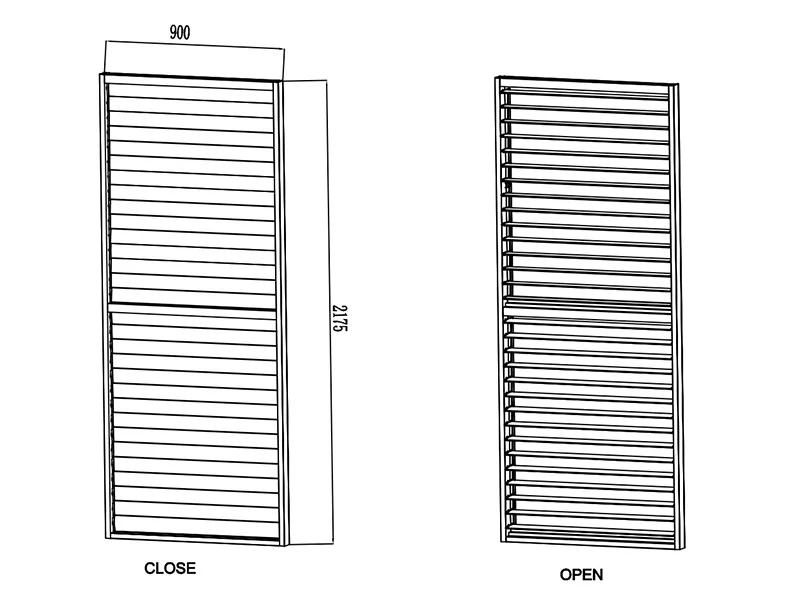 Lamelvæg til bioklimatisk pergola pavillon San Pablo, 0,90x2,175m, Hvid - Image 4