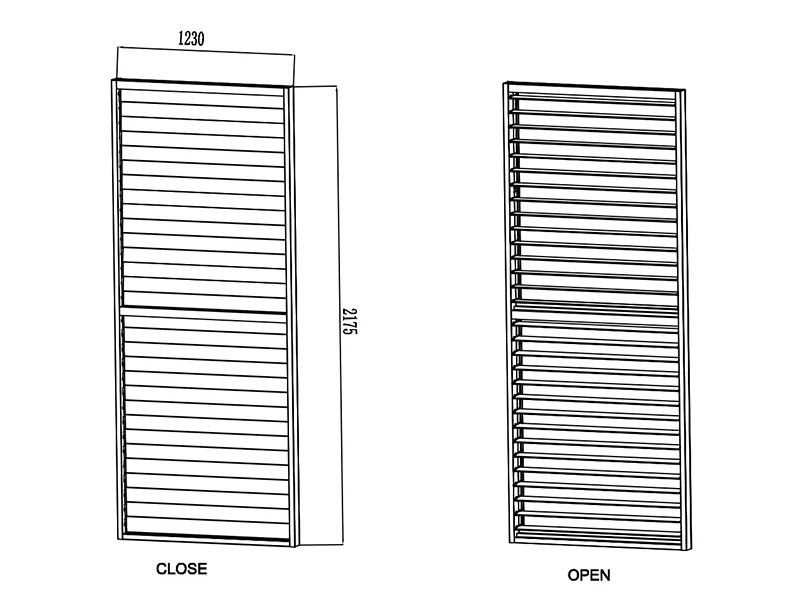 Lamelvæg til bioklimatisk pergola pavillon San Pablo, 1,23x2,175m, Træfinish/Sort - Image 8