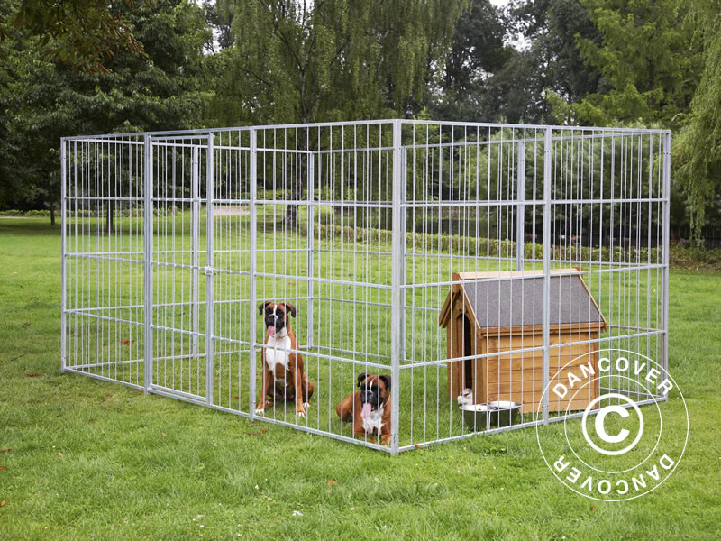Løbegård til hunde, 2,4x1,2x1,8m, Stål, 2,88m² - Image 2