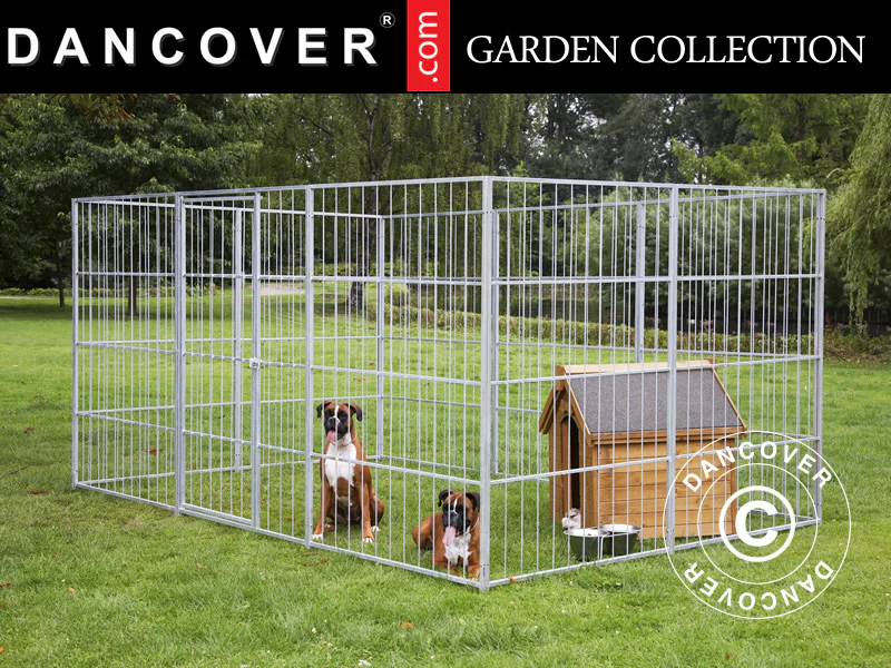 Løbegård til hunde, 2,4x2,4x1,8m, Stål, 5,76m²