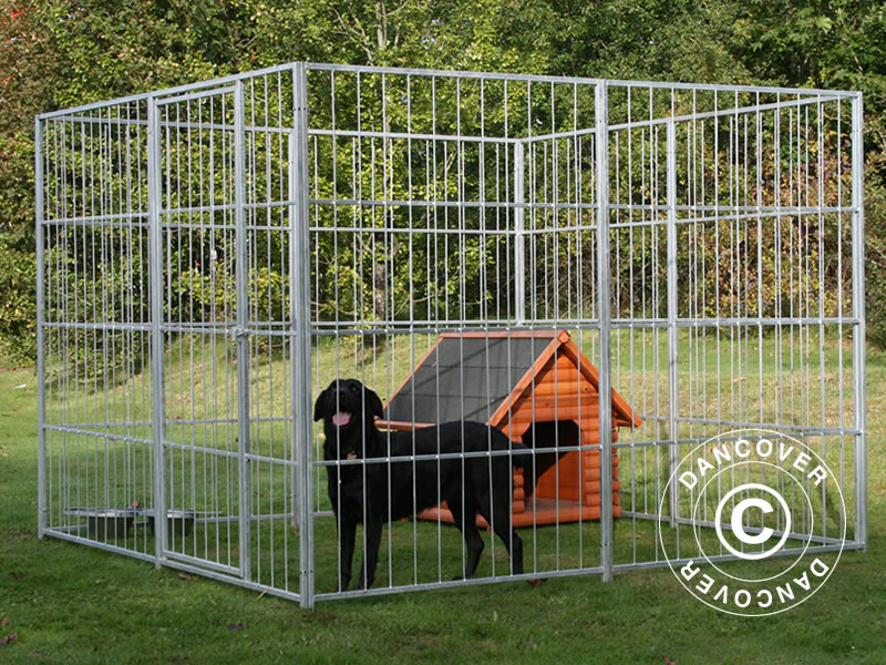 Løbegård til hunde, 2,4x2,4x1,8m, Stål, 5,76m² - Image 2