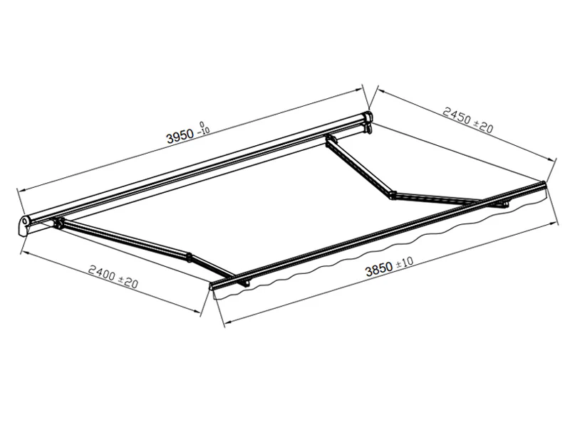 Markise m/fjernbetjening, 3,95x2,5m, Grå/Gråt stel - Image 6