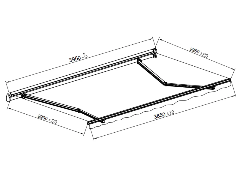 Markise m/fjernbetjening, 3,95x3m, Grå/Gråt stel - Image 6