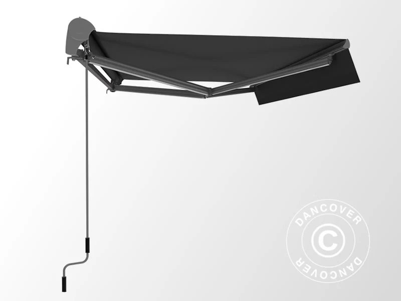 Markise m/manuelt håndsving, 3,95x2,5m, Grå/Gråt stel - Image 3