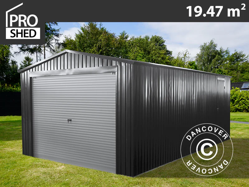 Metalgarage 3,38x5,76x2,43m, 19,47m², ProShed®, Antracit