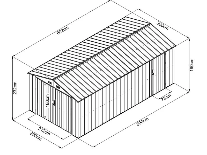 Metalgarage 3x6,02x2,32m, 18.06m², ProShed®, Antracit - Image 10