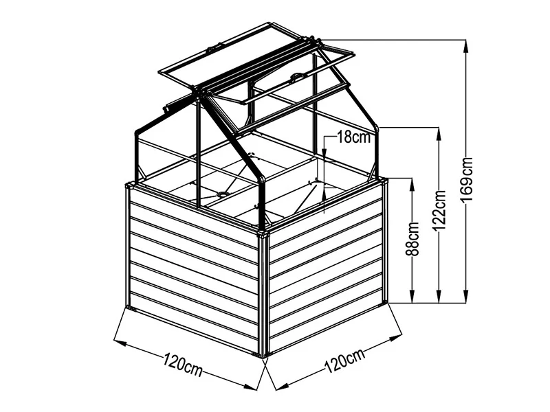 Minidrivhus 1,2x1,2x1,69m, 1,44m², Hvid - Image 10