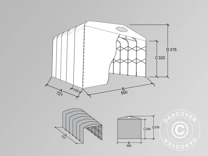 Opbevaringstelt Maxi Box, 5x7,21x3,76m, Grå - Image 9