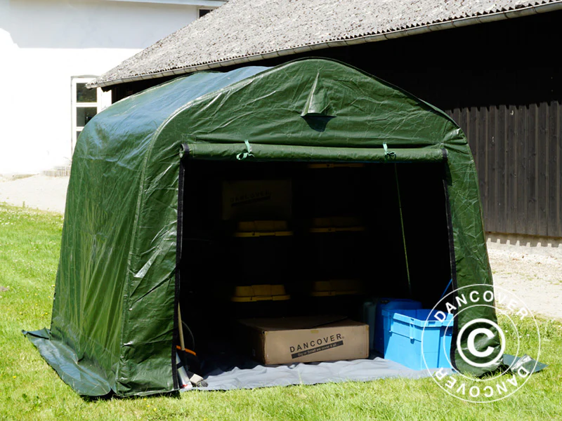 Opbevaringstelt PRO 2,4x2,4x2m PE, med underlag, Grøn/Grå - Image 11
