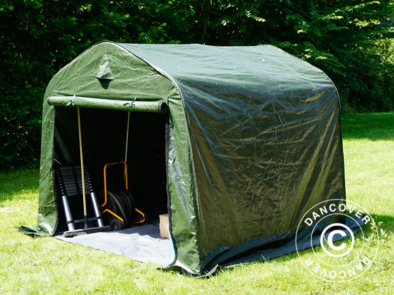 Opbevaringstelt PRO 2,4x2,4x2m PE, med underlag, Grøn/Grå - Image 15