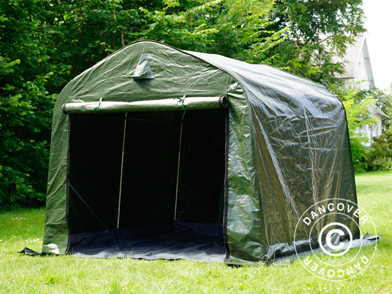 Opbevaringstelt PRO 2,4x2,4x2m PE, med underlag, Grøn/Grå - Image 2