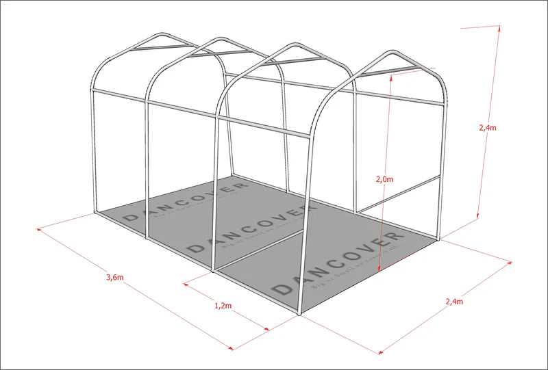 Opbevaringstelt PRO 2,4x3,6x2,34m PE, Grå - Image 22