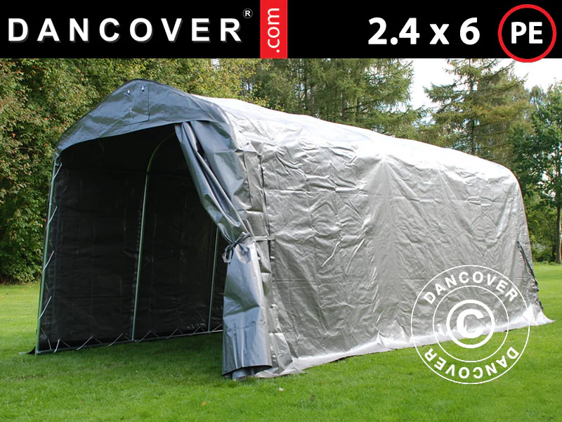 Opbevaringstelt PRO 2,4x6x2,34m PE, Grå
