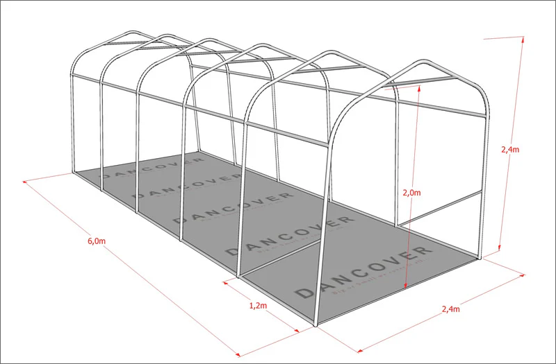 Opbevaringstelt PRO 2,4x6x2,34m PE, Grå - Image 22