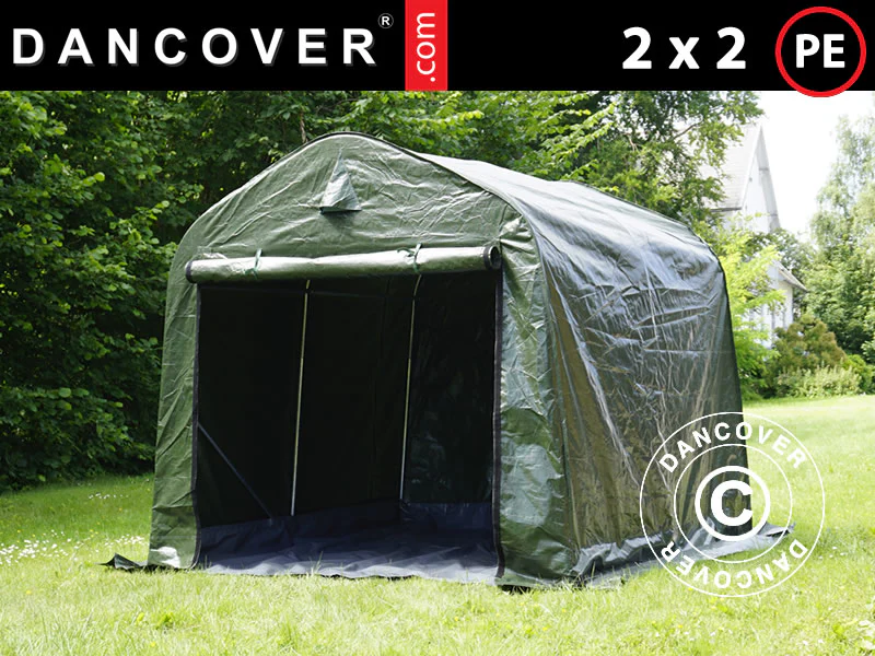 Opbevaringstelt PRO 2x2x2m PE, med underlag, Grøn/grå
