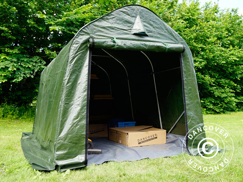 Opbevaringstelt PRO 2x3x2m PE, med underlag, Grøn/Grå - Image 10