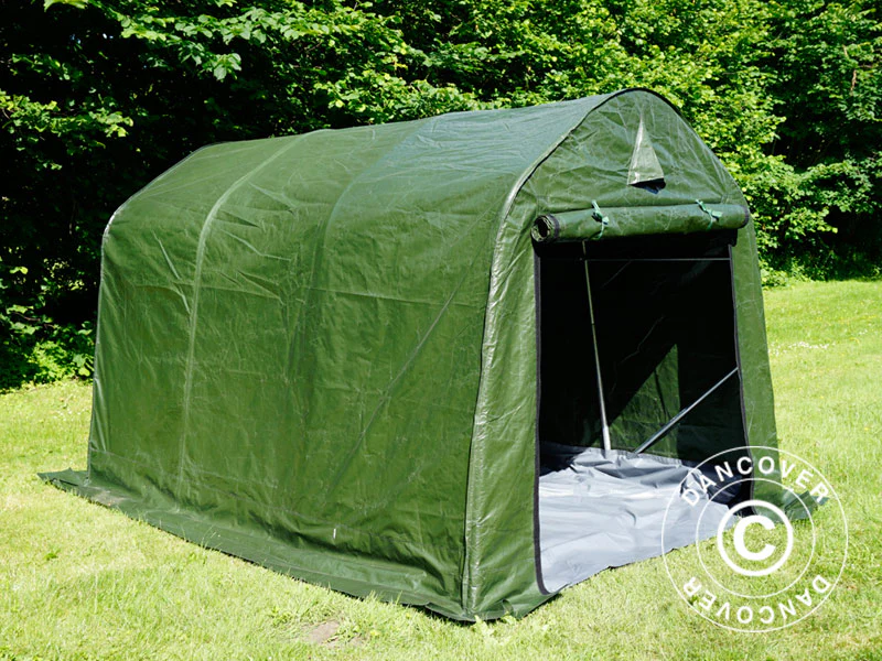 Opbevaringstelt PRO 2x3x2m PE, med underlag, Grøn/Grå - Image 12