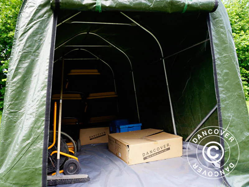 Opbevaringstelt PRO 2x3x2m PE, med underlag, Grøn/Grå - Image 5