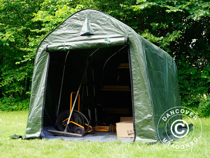 Opbevaringstelt PRO 2x3x2m PE, med underlag, Grøn/Grå - Image 6