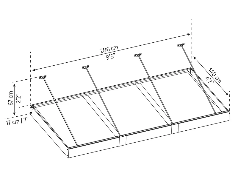 Baldakin Sophia XL 3000, Palram/Canopia, 1,40x2,86x0,17m, Mørkegrå/transparent - Image 10