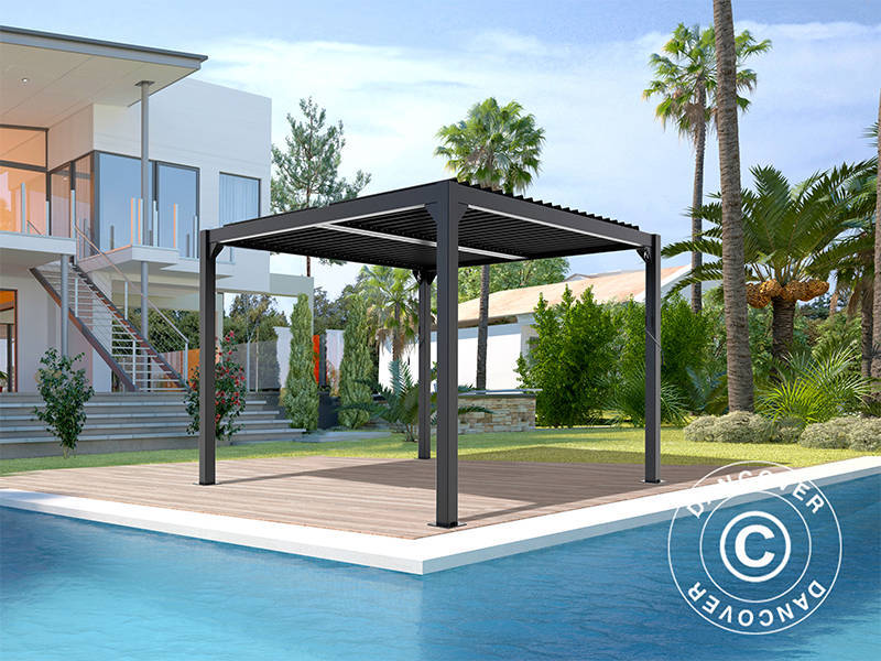 Bioklimatisk pergola pavillon San Pablo Alu+, 3x3m, Sort - Image 10