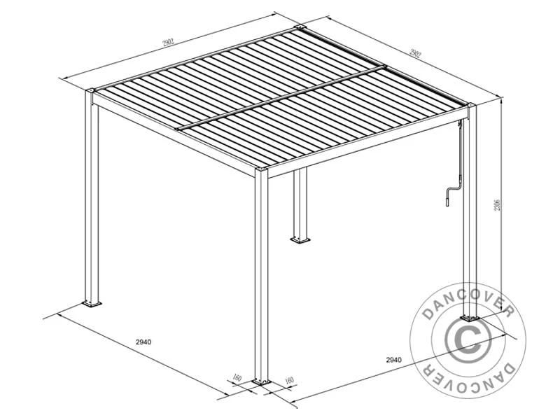 Bioklimatisk pergola pavillon San Pablo Alu+, 3x3m, Sort - Image 11