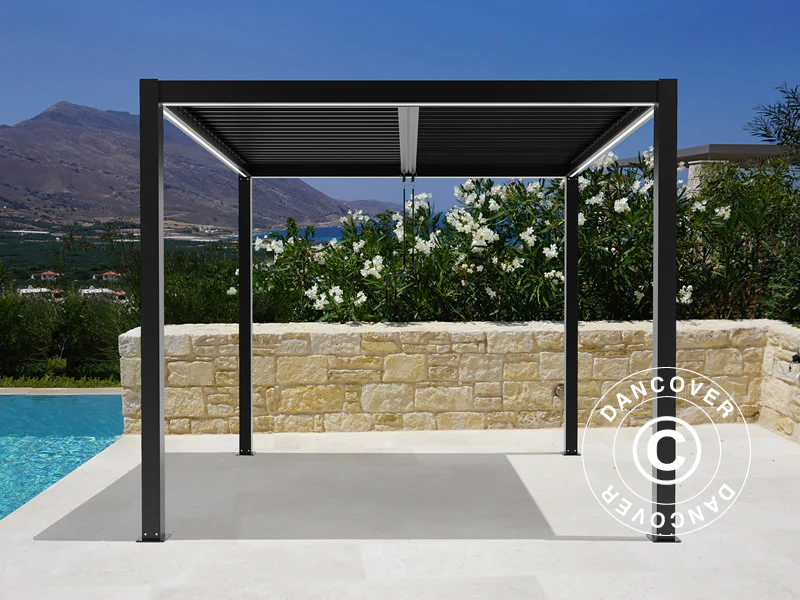Bioklimatisk pergola pavillon San Pablo Alu+, 3x3m, Sort - Image 2
