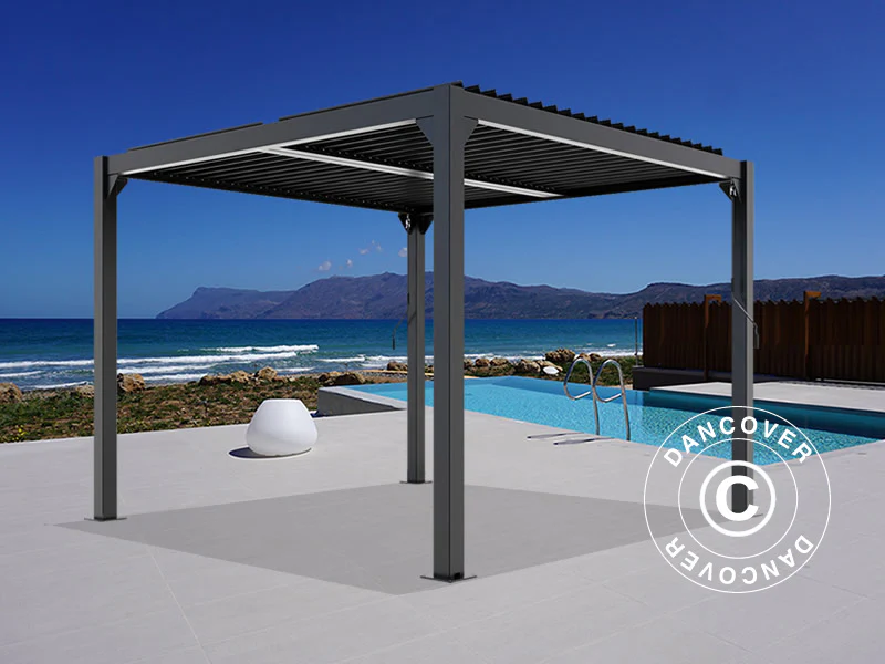 Bioklimatisk pergola pavillon San Pablo Alu+, 3x3m, Sort - Image 3