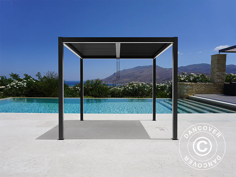 Bioklimatisk pergola pavillon San Pablo Alu+, 3x3m, Sort - Image 4