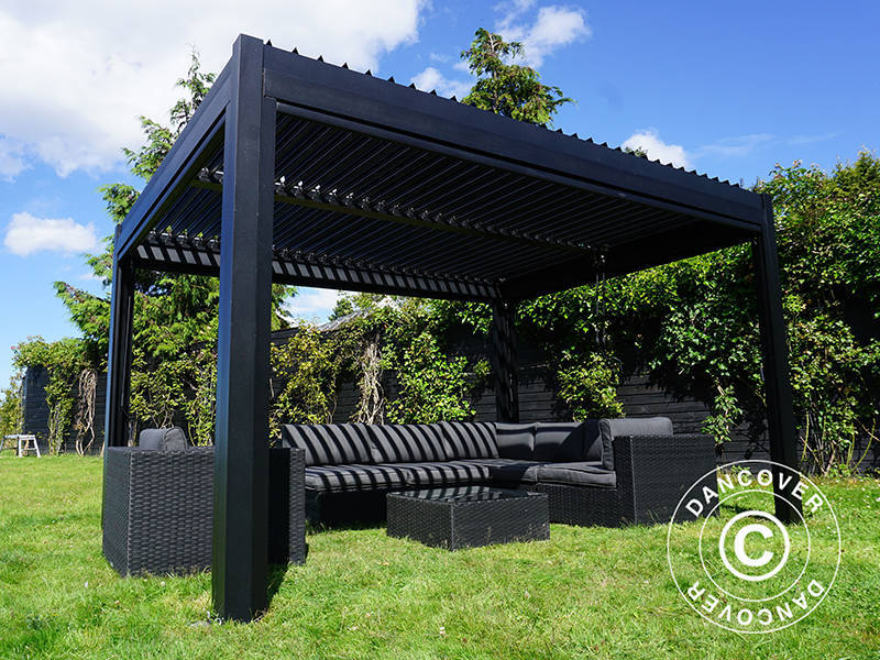 Bioklimatisk pergola pavillon San Pablo Alu+, 3x3m, Sort - Image 5
