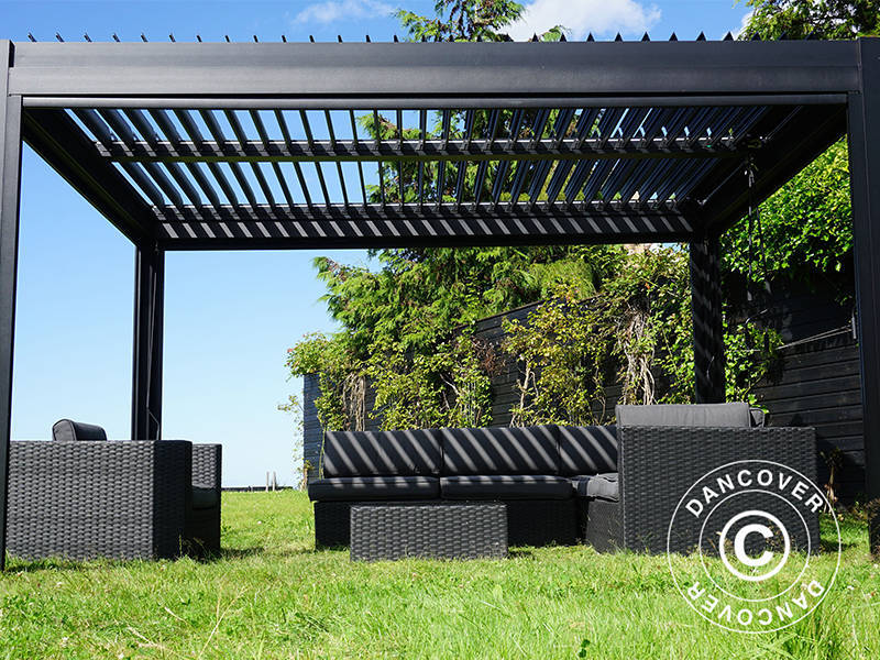 Bioklimatisk pergola pavillon San Pablo Alu+, 3x3m, Sort - Image 6