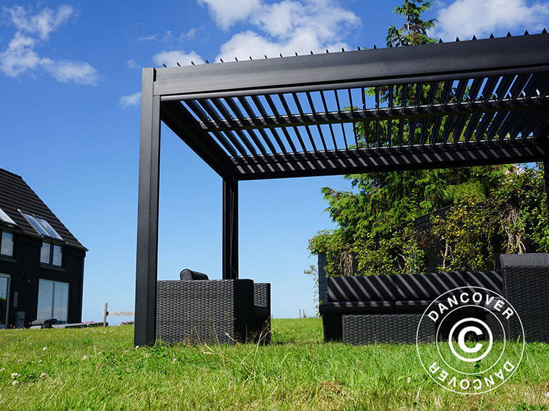Bioklimatisk pergola pavillon San Pablo Alu+, 3x3m, Sort - Image 7