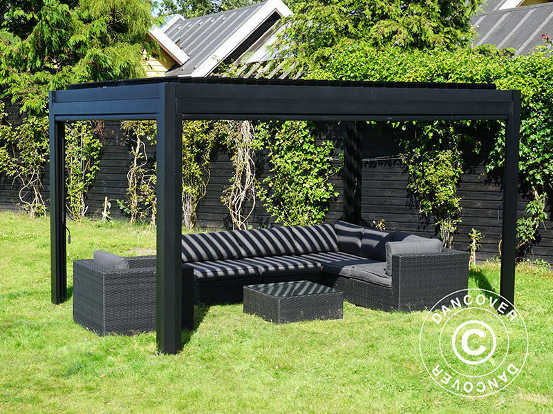 Bioklimatisk pergola pavillon San Pablo Alu+, 3x4m, Sort - Image 11