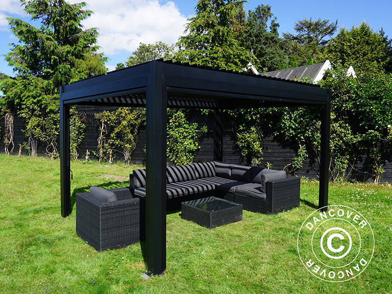 Bioklimatisk pergola pavillon San Pablo Alu+, 3x4m, Sort - Image 13