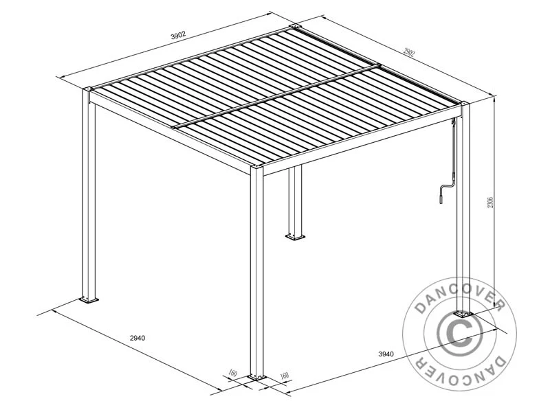 Bioklimatisk pergola pavillon San Pablo Alu+, 3x4m, Sort - Image 14
