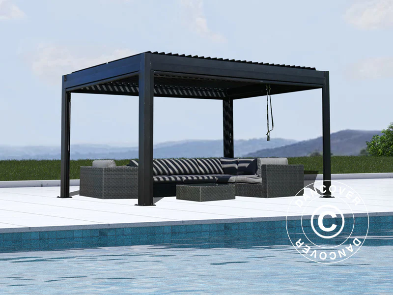 Bioklimatisk pergola pavillon San Pablo Alu+, 3x4m, Sort - Image 2