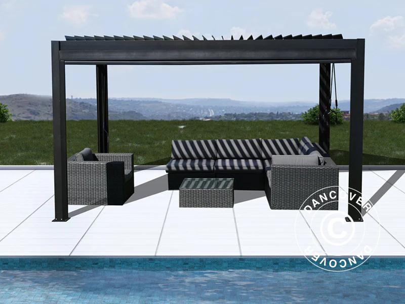 Bioklimatisk pergola pavillon San Pablo Alu+, 3x4m, Sort - Image 3