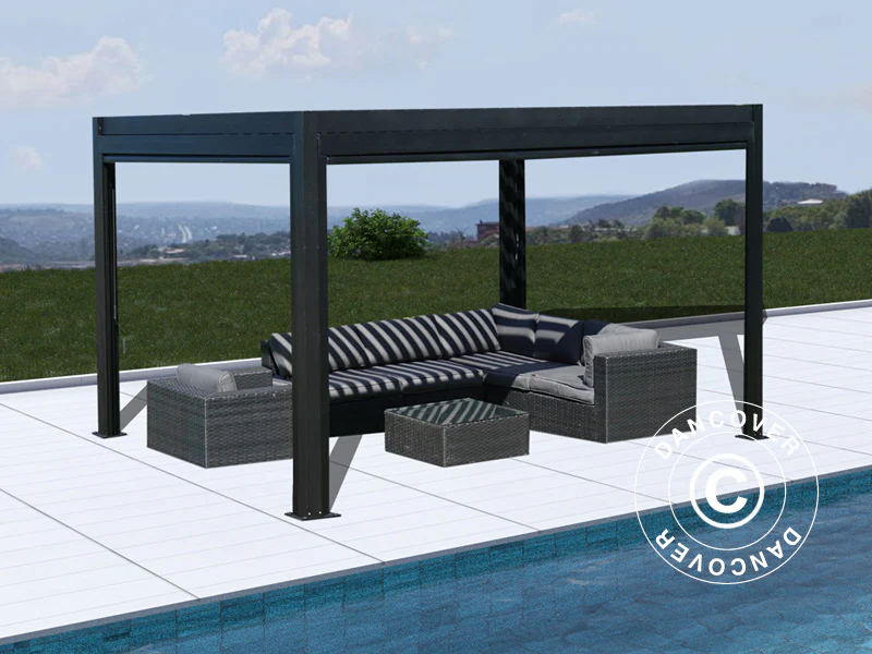Bioklimatisk pergola pavillon San Pablo Alu+, 3x4m, Sort - Image 4