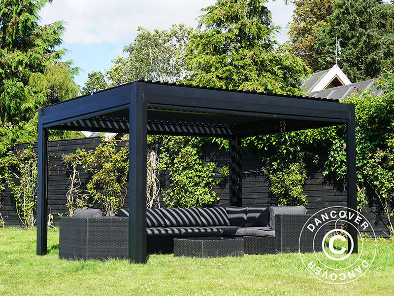 Bioklimatisk pergola pavillon San Pablo Alu+, 3x4m, Sort - Image 5