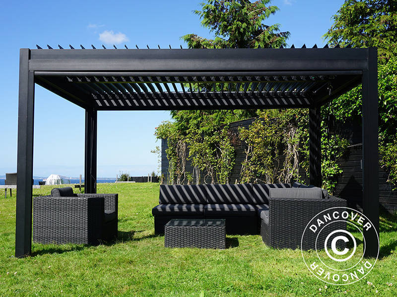 Bioklimatisk pergola pavillon San Pablo Alu+, 3x4m, Sort - Image 6