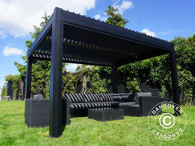 Bioklimatisk pergola pavillon San Pablo Alu+, 3x4m, Sort - Image 7