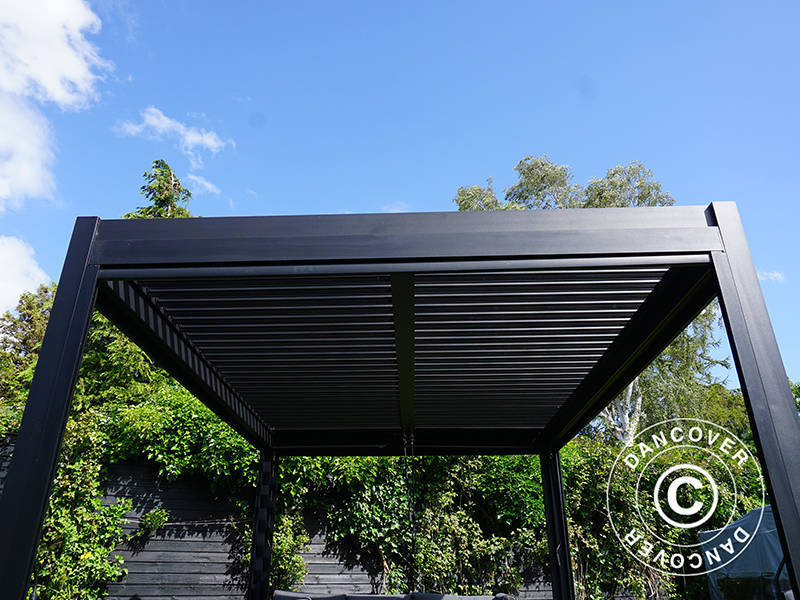 Bioklimatisk pergola pavillon San Pablo Alu+, 3x4m, Sort - Image 8
