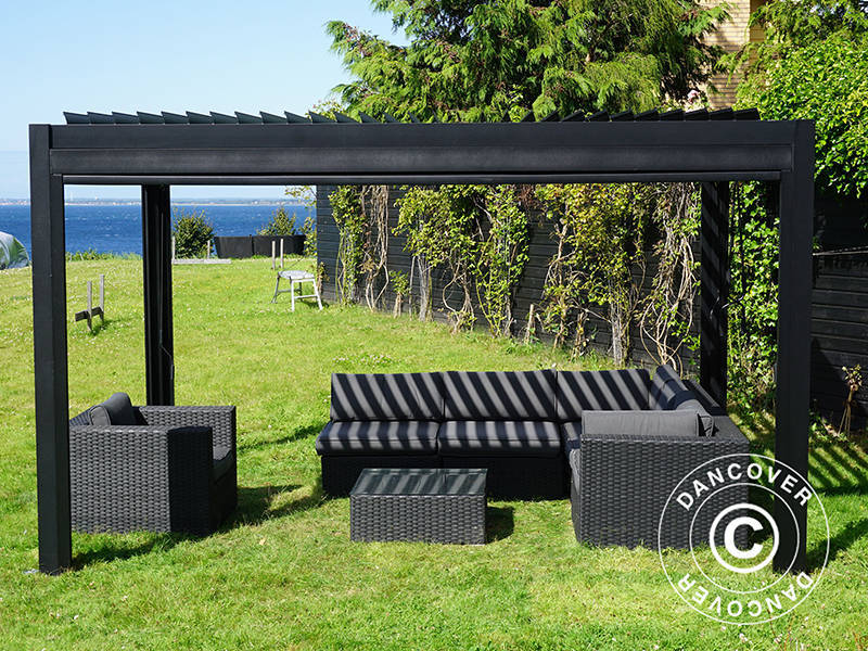 Bioklimatisk pergola pavillon San Pablo Alu+, 3x4m, Sort - Image 9
