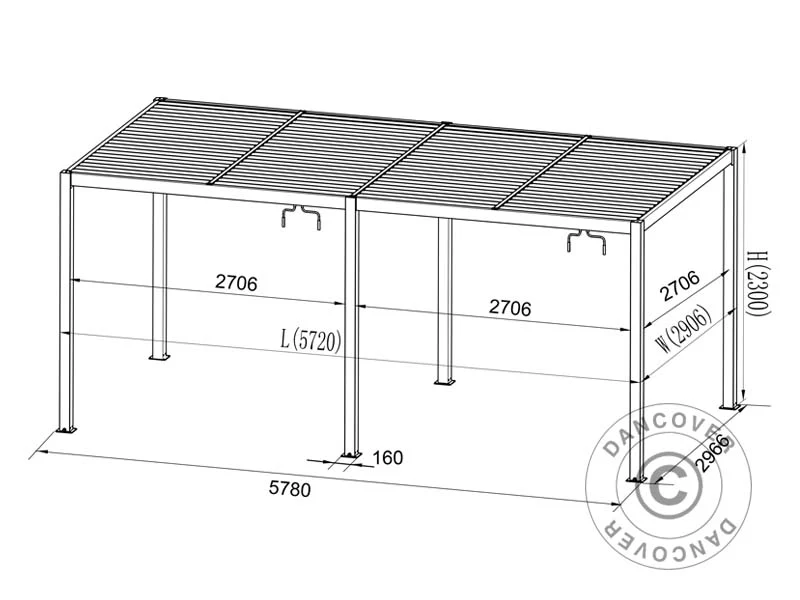 Bioklimatisk pergola pavillon San Pablo Alu+, 3x5,8m, Sort/Hvid - Image 5