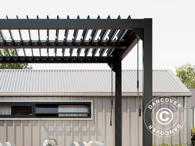 Bioklimatisk pergola pavillon San Pablo Alu+, 4x4m, Sort - Image 8