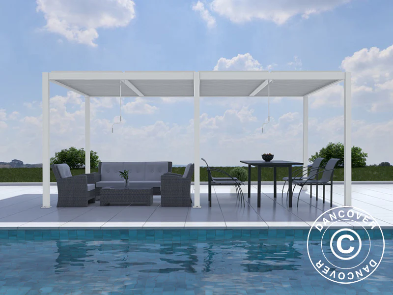 Bioklimatisk pergola pavillon San Pablo Alu+, 4x5,8m, Hvid - Image 2
