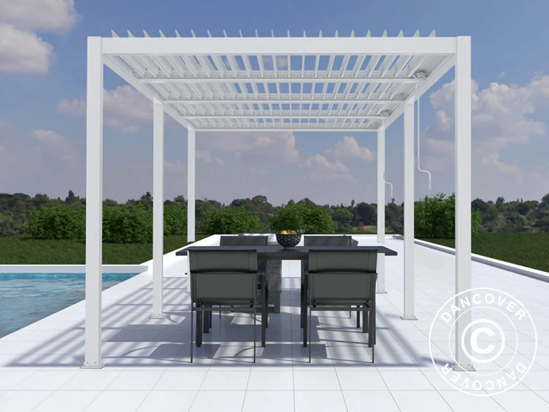 Bioklimatisk pergola pavillon San Pablo Alu+, 4x5,8m, Hvid - Image 3