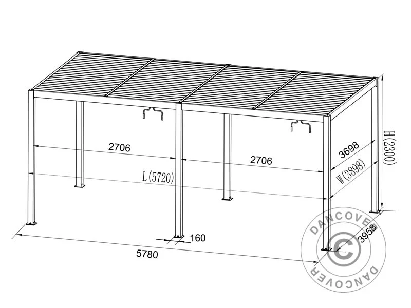 Bioklimatisk pergola pavillon San Pablo Alu+, 4x5,8m, Hvid - Image 9